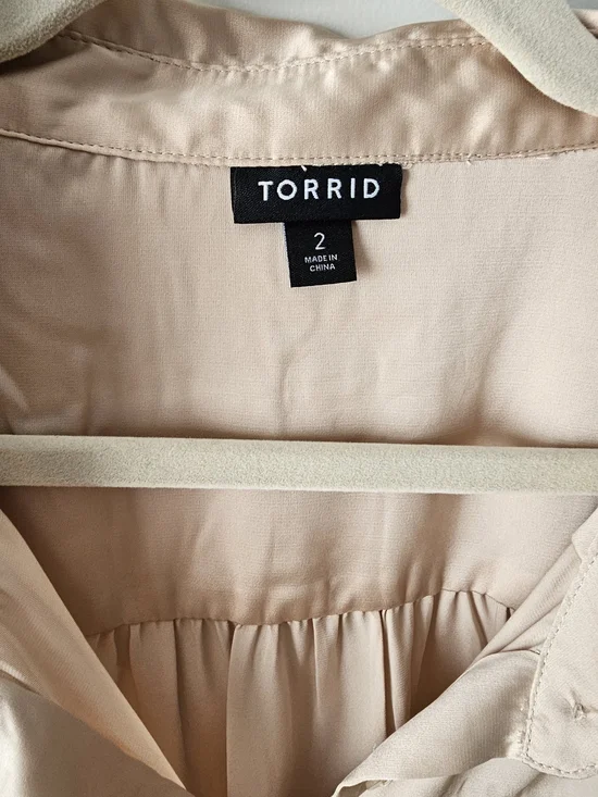 Torrid Champagne Silky Button-Up Shirt - Picture 4 of 5